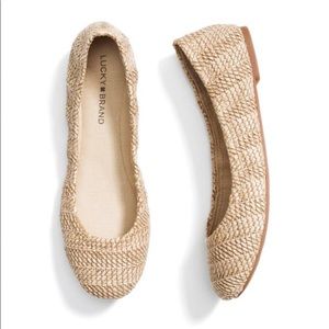 Lucky Brand Tan Straw Flats Shoes